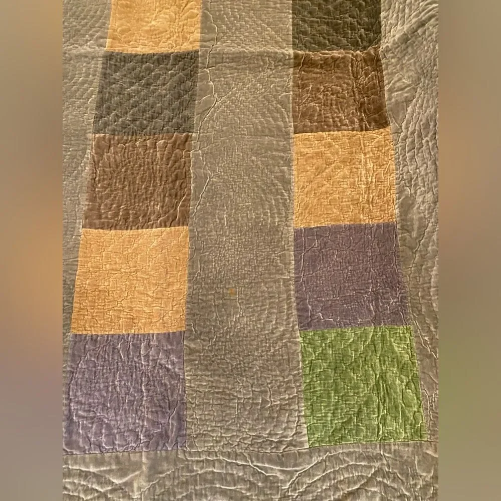POTTERY BARN Velvet Patchwork Quilt cottagecore Vintage 100% Cotto…